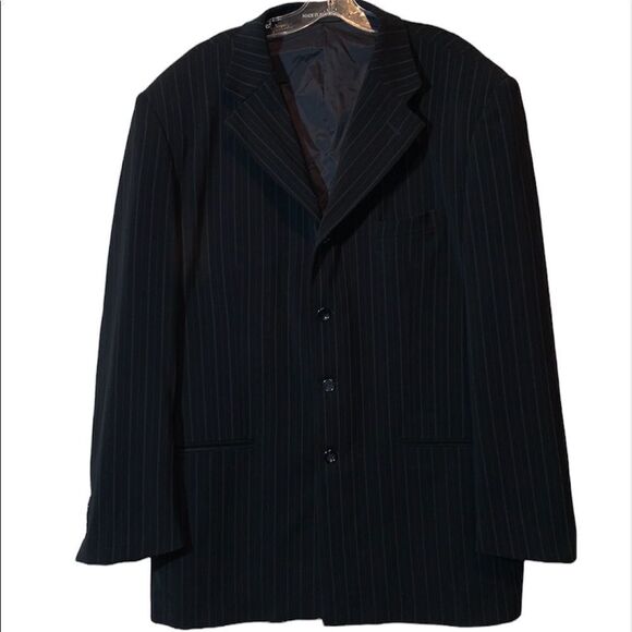 Veronelli Long 4 Button Pinstriped Mens Dress Jacket
